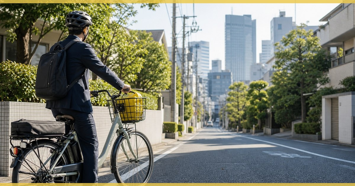 歩道や店舗前をふさがず駐輪場を使う自転車のイメージ