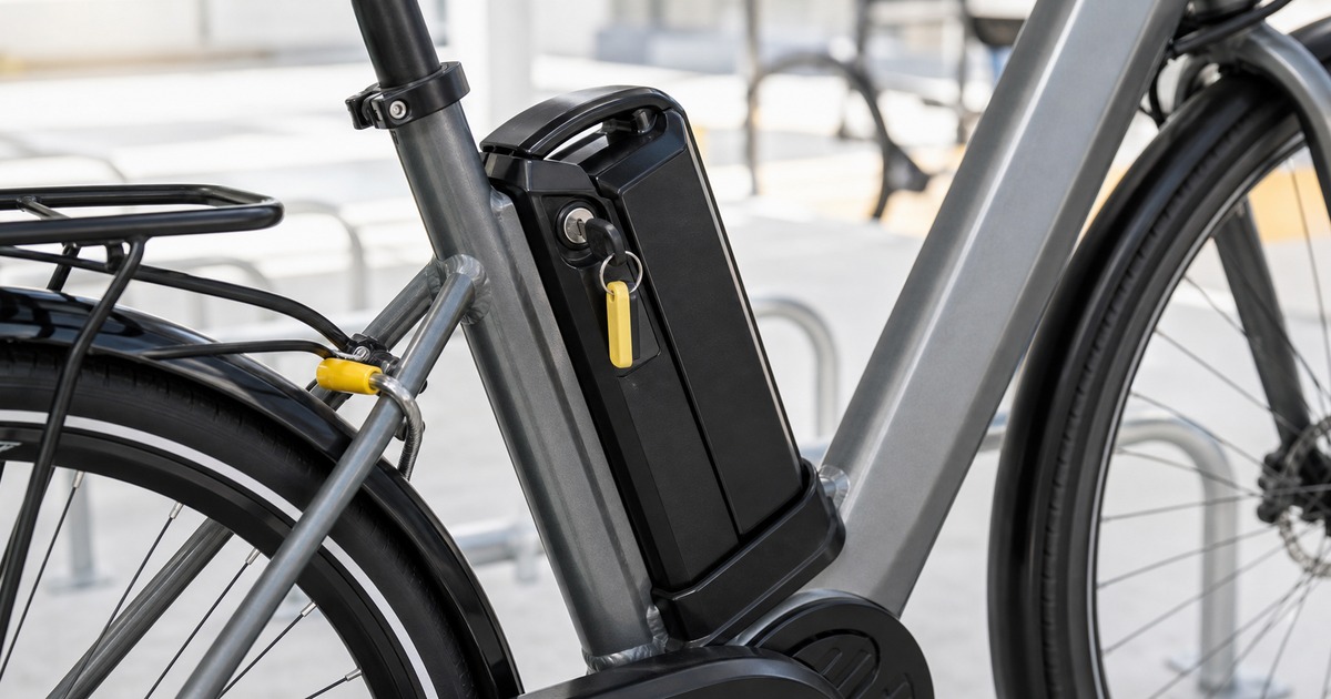 電動自転車のバッテリーロック部分を確認するイメージ