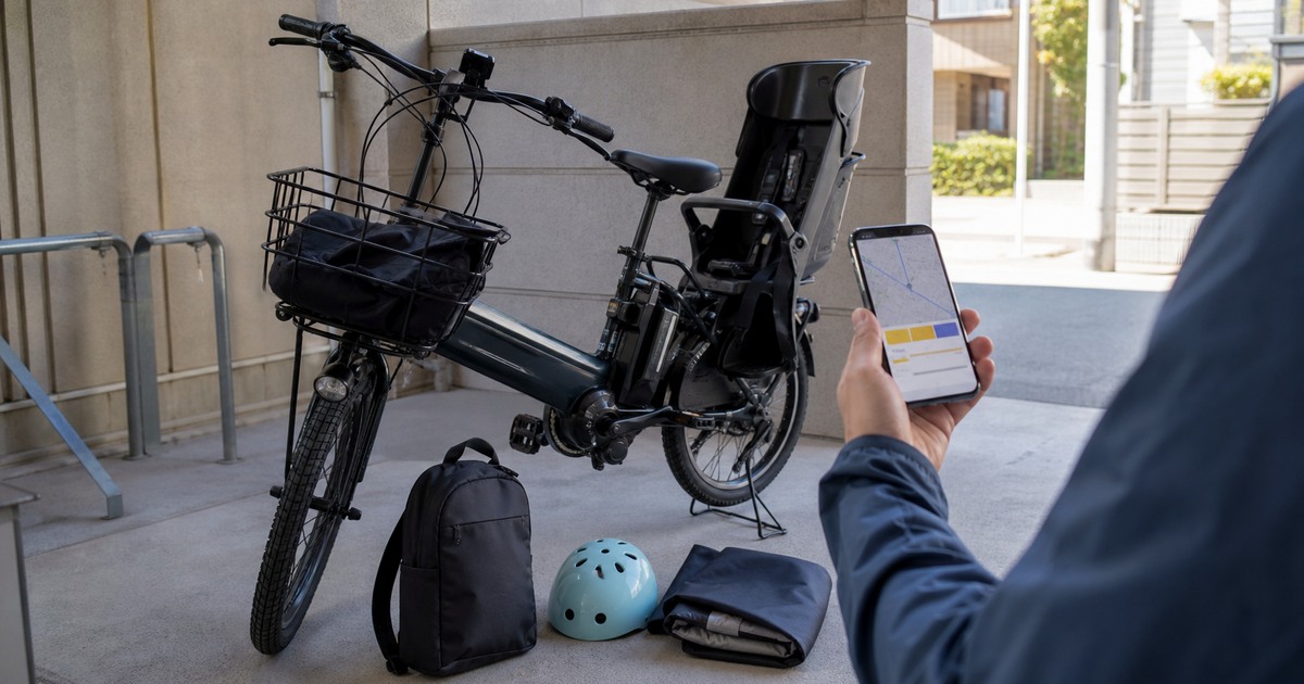 通勤や子どもの通学で自転車保険を確認するイメージ