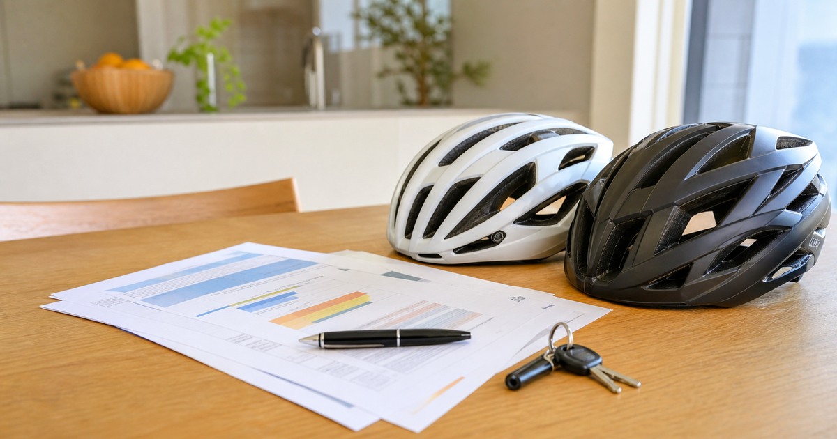 自転車保険や個人賠償責任保険の書類を確認するイメージ