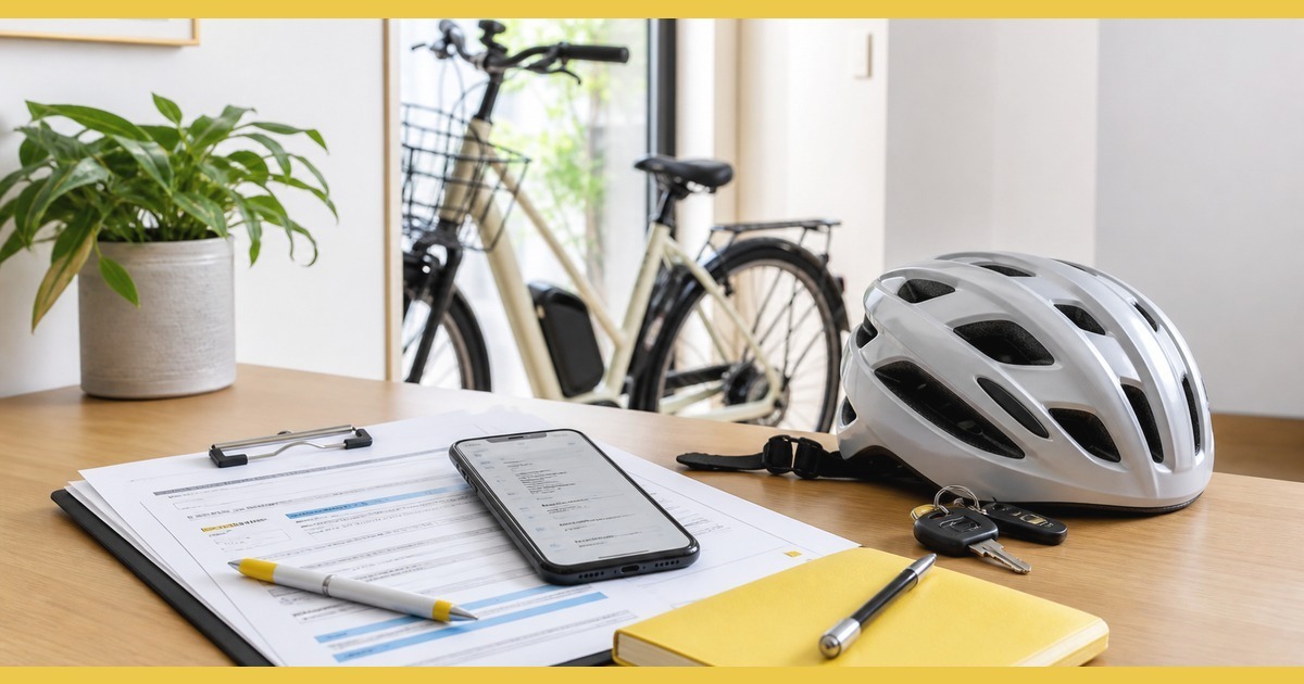 子ども乗せ電動自転車の安全確認をするイメージ